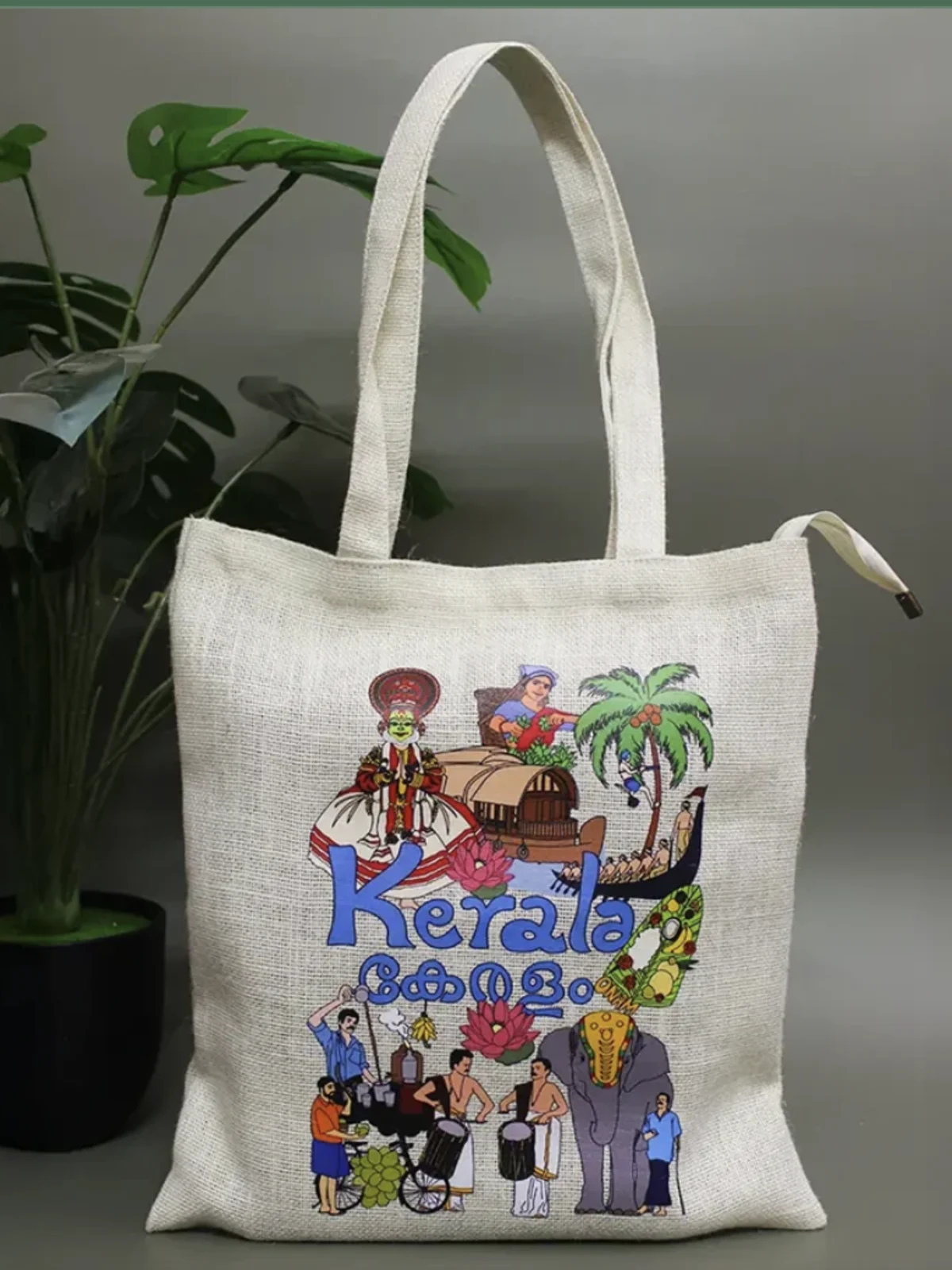 Kerala Souvenir Print Cotton Tote