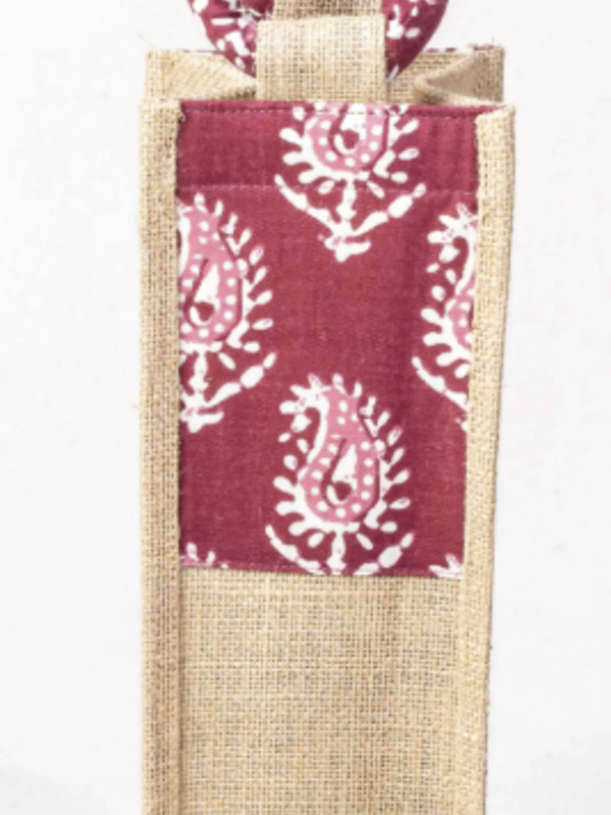 Hand Block Print Wine Bag